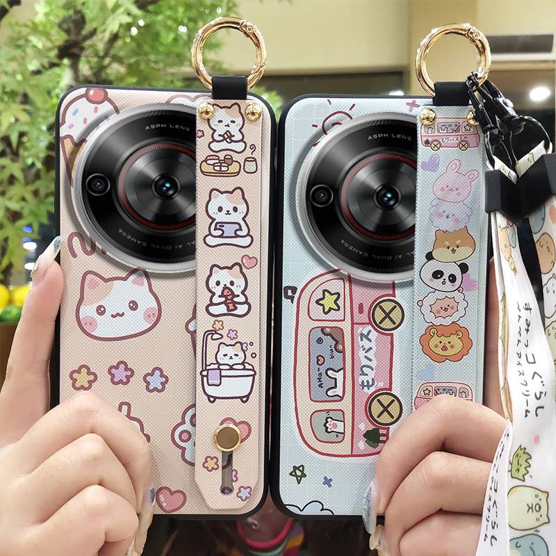Cute Durable Phone Case For ZTE Blade A75 5G/Nubia Focus 5G/Calf 5G Cartoon Anti-knock Soft Case Ring Protective Lanyard