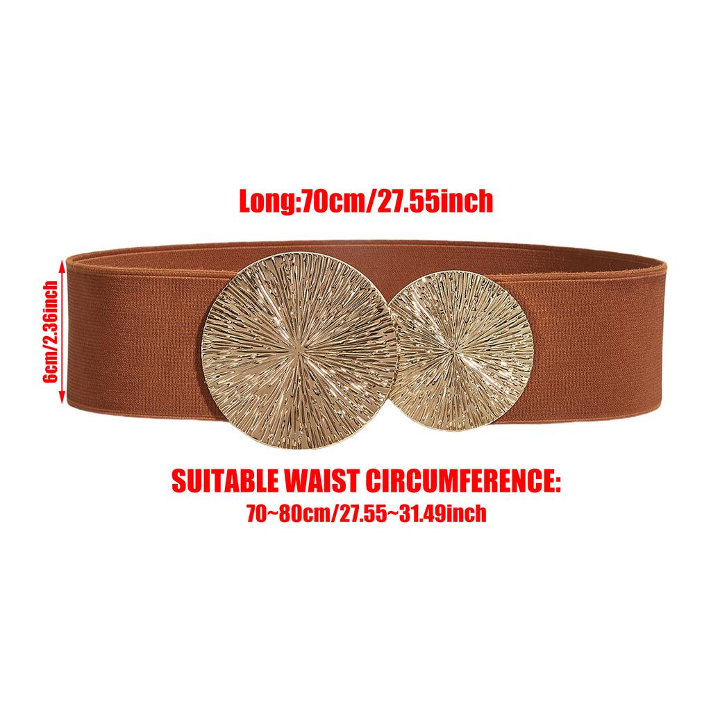 Elastic Waist Belt 6cm Wide Fashionable Buckle Decor Sash Adjustable Stretchy Belt for Women Dresses Jeans Trousers