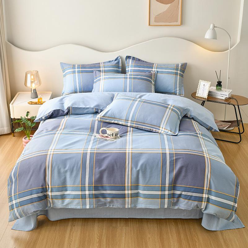 Маленький свежий чистый хлопок четырехсекционный простыня трехсекционный пододеяльник постельное белье