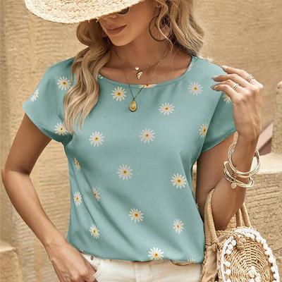 Модная женская креативная футболка с принтом ромашки, забавная повседневная футболка с круглым вырезом и короткими рукавами, летняя женская футболка