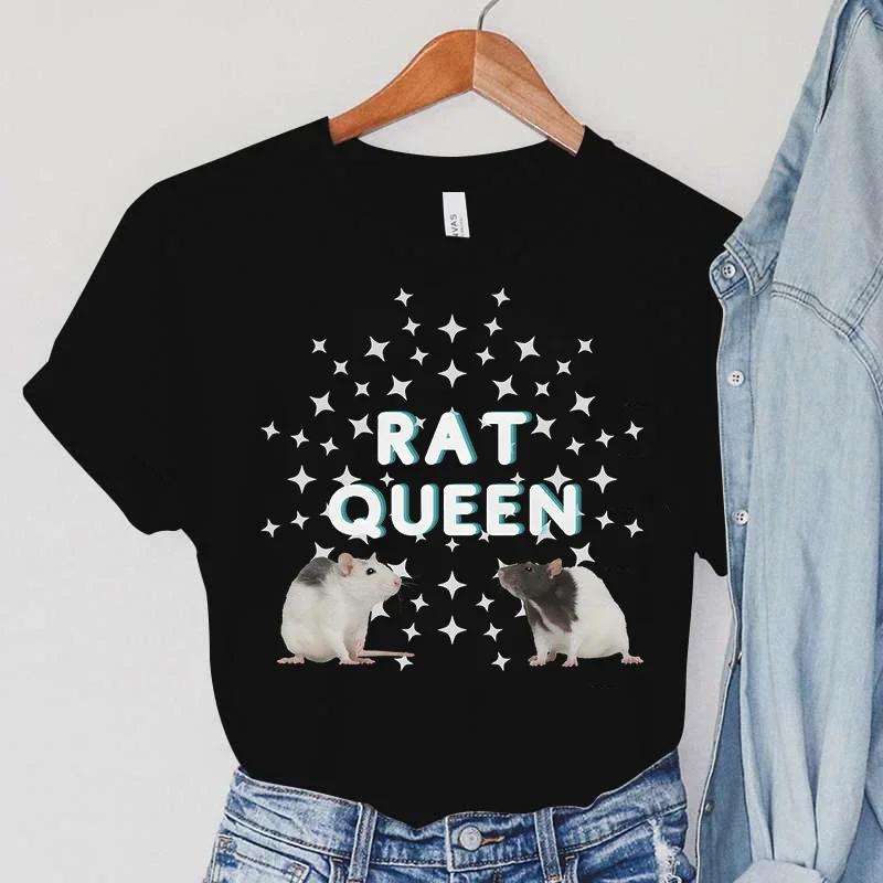 Футболки с крысами, женская одежда с изображением крысы, футболки со звездами в стиле Харадзюку, винтажные модные женские футболки с животными, повседневные женские футболки с крысой