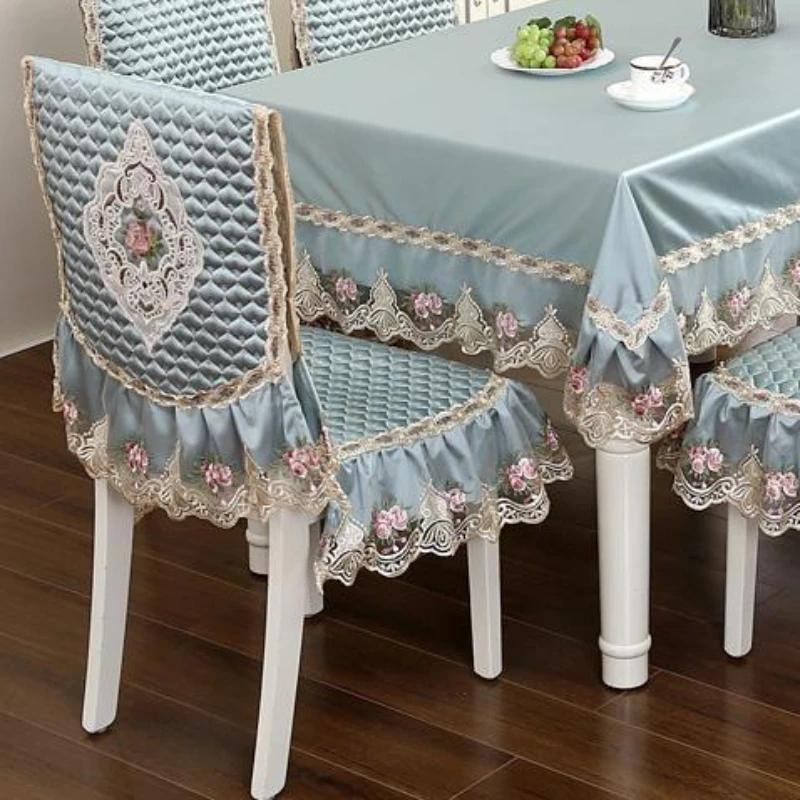 Высококачественный бархатный чехол на стул с кружевным краем, бытовые стулья, противоскользящие ремни, подушки для сиденья, чехол на спинку, табурет, пылезащитный чехол