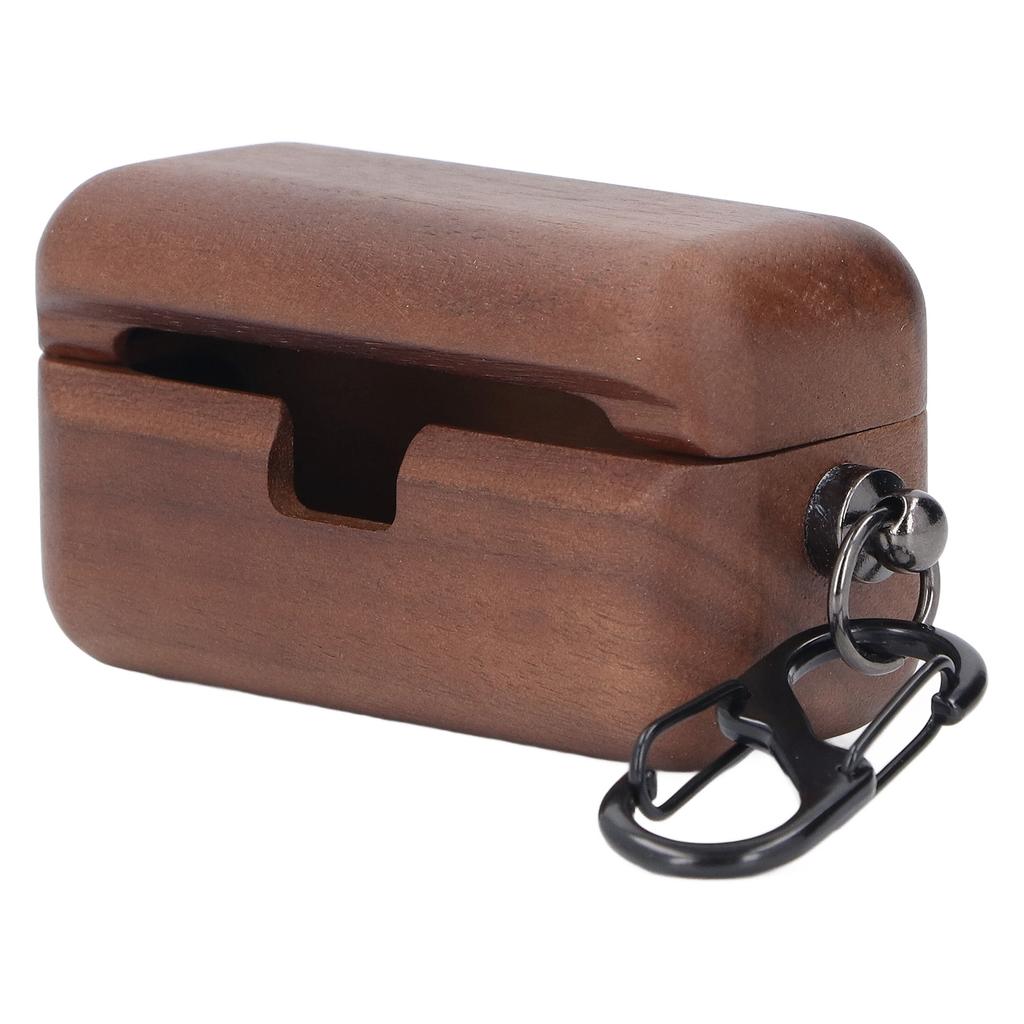 Wooden Case for AZ80 Prevent Falls Bumps Fine Polished Wood Protector Charging Case for Bluetooth Earbuds