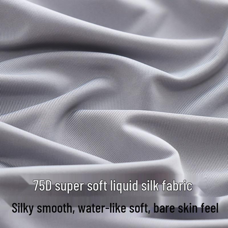 Liquid Ice Silk Ultra-Thin Men's Pajama Set - Spring/Summer Long Sleeve Top & 9/9 Length Pants, High Elastic Home Wear