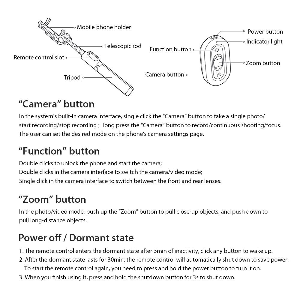 Xiaomi Mi Zoom Selfie Stick Выдвижной штатив для селфи с беспроводным дистанционным управлением Штатив