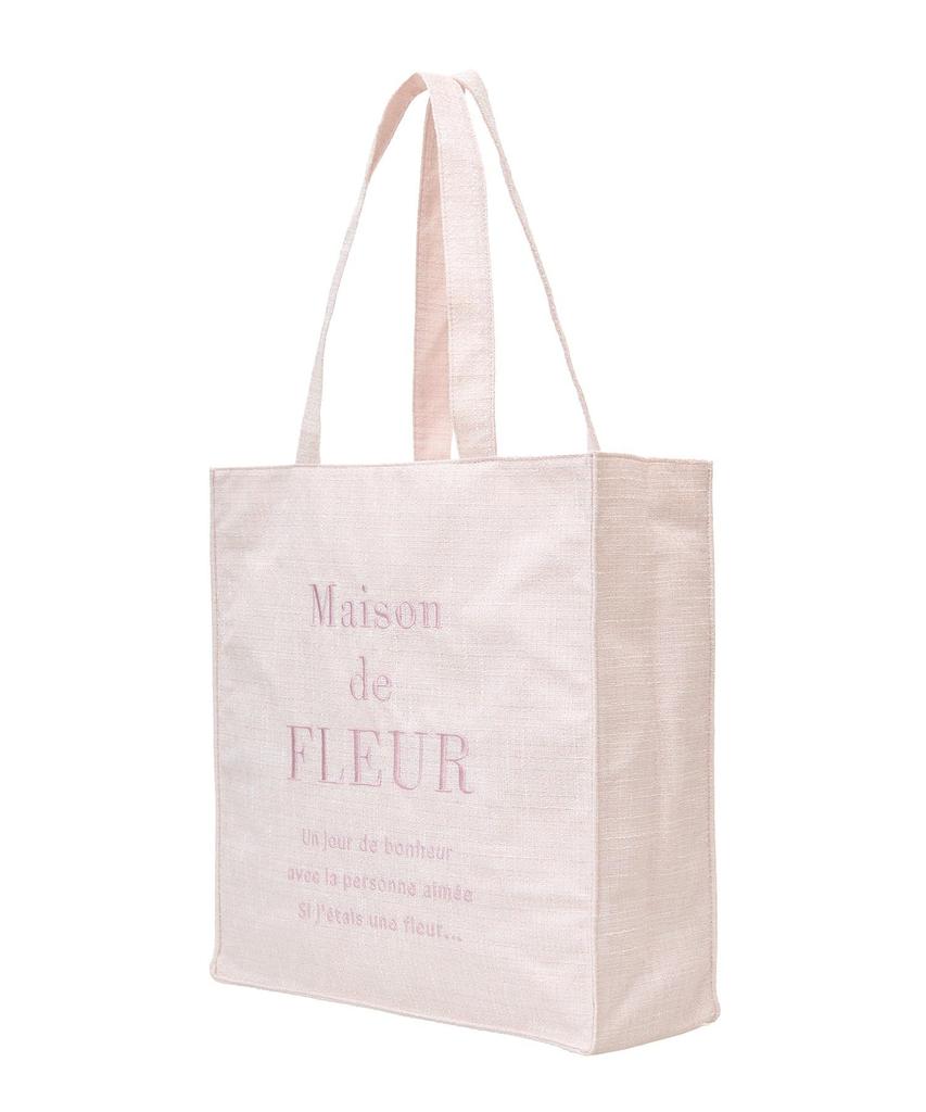Квадратная сумка-тоут Maison de FLEUR из твида с вышитым логотипом, цвет слоновой кости, 08000223800