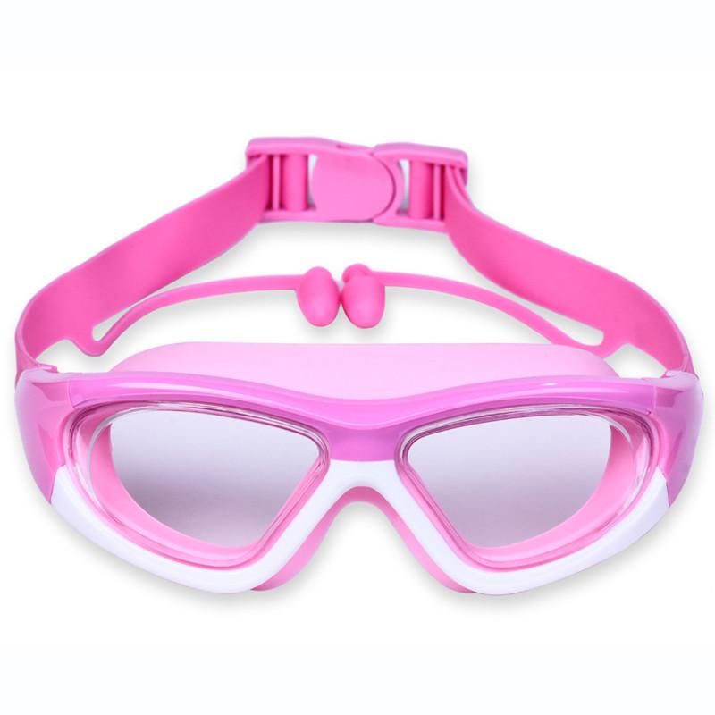 Kids Swimming Goggles Children 3-14Y Wide Vision Anti-Fog Anti-UV Pool Glasses With Ear Plugs Outdoor Sports Diving Eyewear