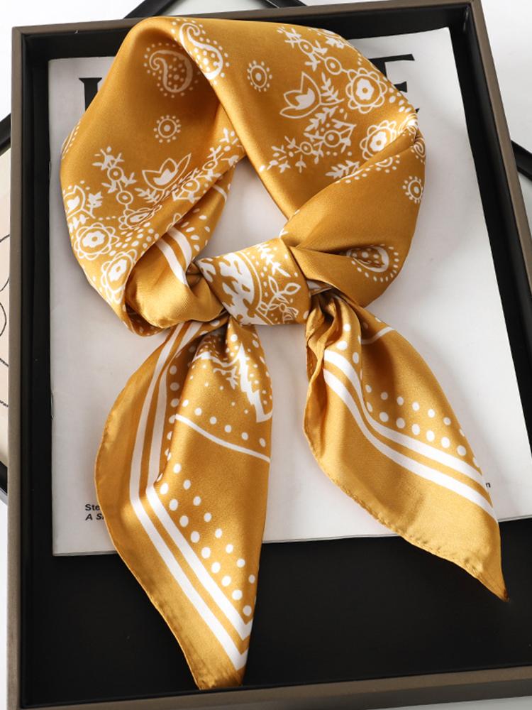 Women's Silk Scarf Hijabs Luxury Brand Summer Headscarf Hijabs Bandana Shawl Handerchief Hair Cheveux Hair Accessories 70*70cm