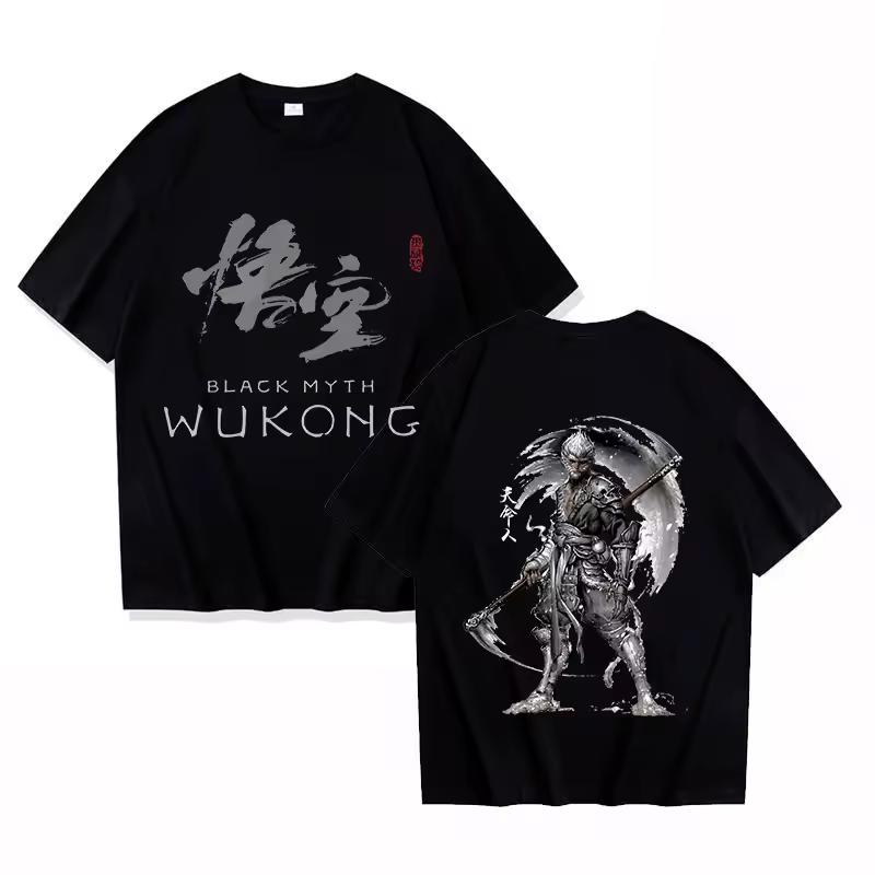 Black Myth Wukong Game T‑Shirt Men Women Casual Short Sleeve Tee Streetwear Gaming Fans Harajuku Top for Game Lovers Gift