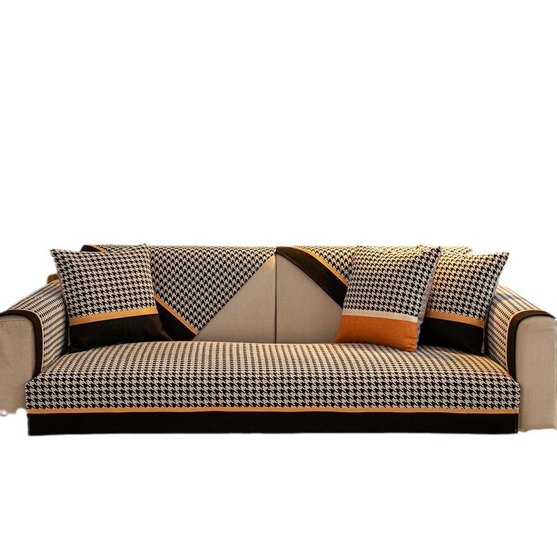 Chenille Sofa Cushion Four Seasons Universal Sofa Cover Simple Cushion Backrest Towel Cover Cloth Houndstooth Non-Slip Sofa Cover