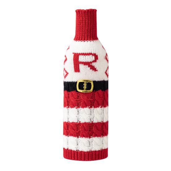 Рождественский чехол для бутылки вина, многоразовый вязаный чехол с буквами, праздничный декор стола