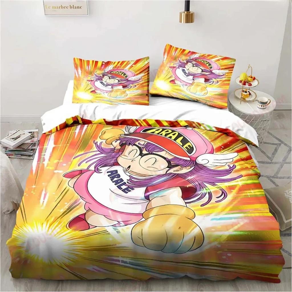3D Мультяшный DR S-Slump Arale Комплект постельного белья Shet King Twin Double Детский Комплект постельного белья Из микрофибры или Полиэстера Мягкий с Мягкой Тканью Комплекты пододеяльников