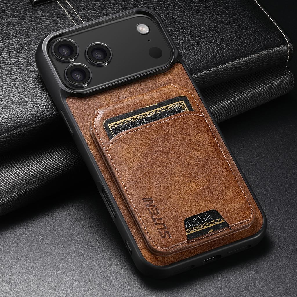 Luxury Faux Leather Oil Wax Pattern Phone Case Card Holder Bag Stand for IPhone 17 Pro Max 16 Plus 15 14 13 12