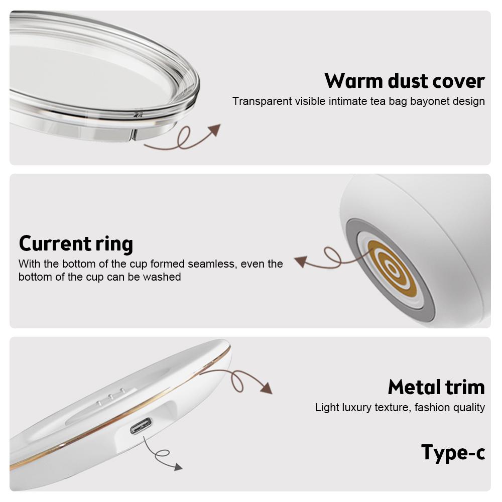 2 In 1 Self Stirring Coffee Mug 55 Celsius /131 Fahrenheit Constant Temperature Cup Warmer 10W Magnetic Self Stirring