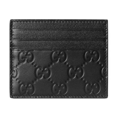 Gucci Emblemă GG Model GG Piele netedă Suport carduri bărbați negru