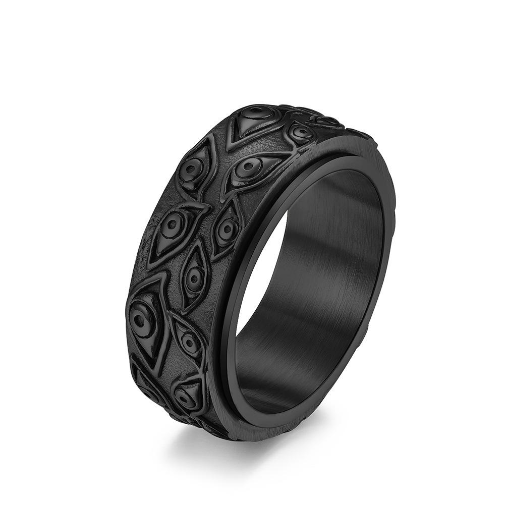 Кольцо из нержавеющей стали «Дьявольский глаз», вращающееся кольцо из титановой стали в стиле ретро, мужские аксессуары
