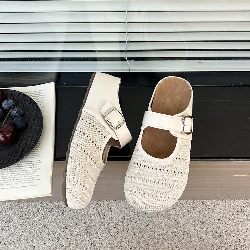 Полушлепанцы на толстой подошве женские 2025 лето новые модные универсальные и удобные уличные легкие и одноступные прохладные шлепанцы