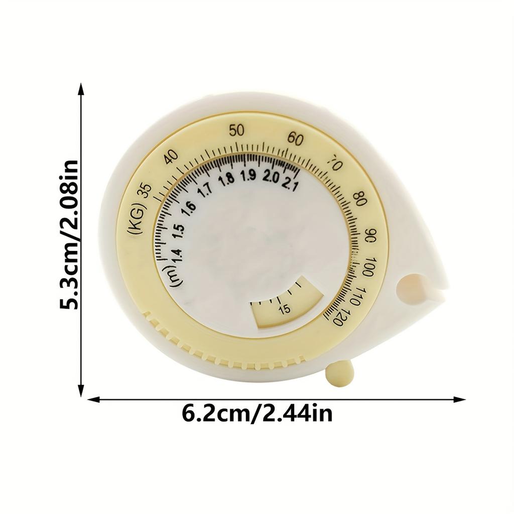 A Compact BMI Calculator Tape Measure, A 1.5-Meter/4.92-Foot Round Plastic Body Measuring Retractable Ruler,  for Diet, Weight Loss, Fitness,