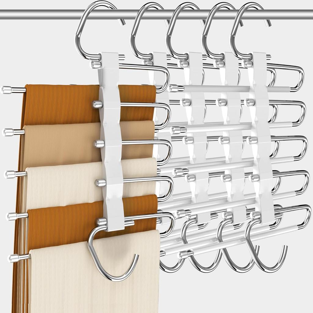 Pant Hangers Space Saving Jean Hangers -No Wrinkle Clothes Hanger - Closet Organizer and Storage, College Dorm Room Essentials Apartment Must Have -