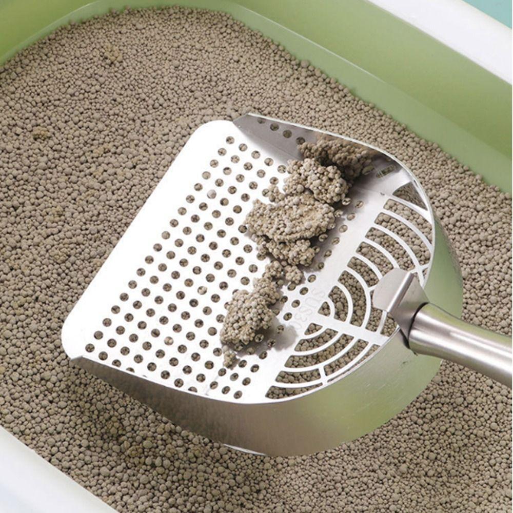 Stainless Steel Cat Waste Shovel Portable Anti-Break Pet Feces Cleaner Hollow Long Handle Pet Litter Shovel Cat Supplies