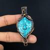 Tibetan Turquoise Pendant, 999 Copper Wire Wrapped Gemstone Jewelry, Handmade Pendant, For Thanksgiving