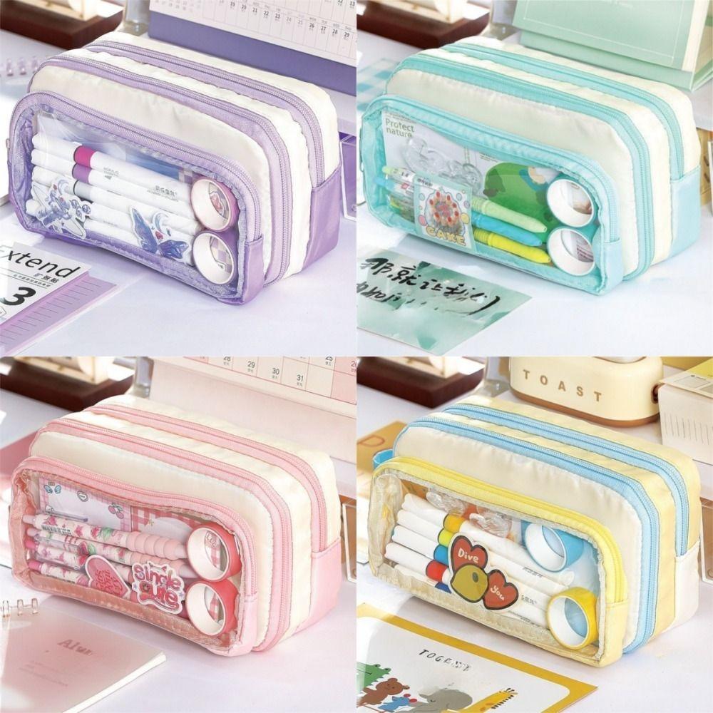 Detachable Stationery Pen Bag Portable Cosmetic Storage Bag Large Capacity Pencil Case Office