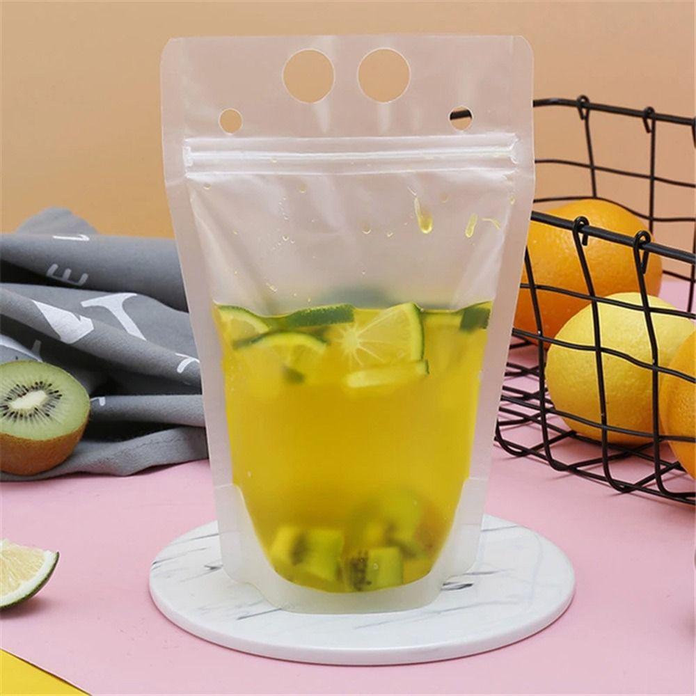 50Pcs Disposable Seal Pouches Frosted Smoothie Bags New Juice Drinking Bags