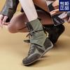 Retro Inner Heightening German Training Short Boots Autumn New Design Martin Boots Medium Tube Lace-up Locomotive Boxing Boots