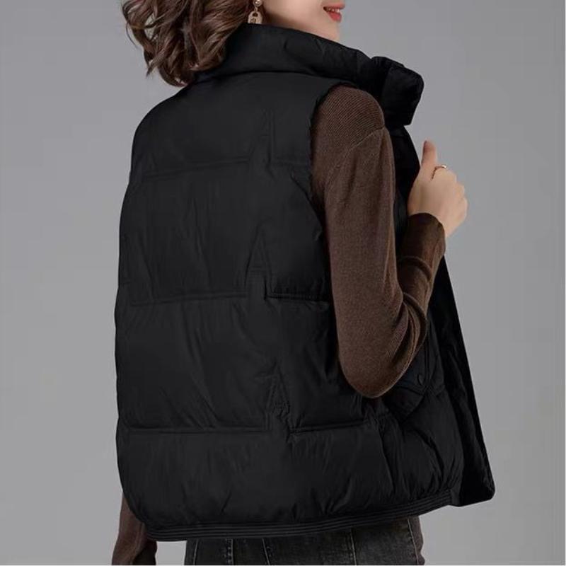 Женский пуховый жилет осень-зима новый стиль верхняя одежда белый гусиный пух укороченный свободный стильный утолщенный жилет