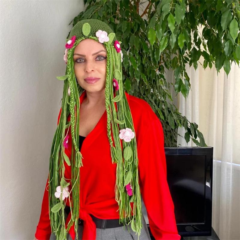 Полностью ручная вязка на Хэллоуин, креативный, забавный, цельный капюшон и маска в виде рога дьявола