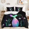Three-Piece 3D Quilt Cover Digital Printing Mermaid Kit Double Bedding