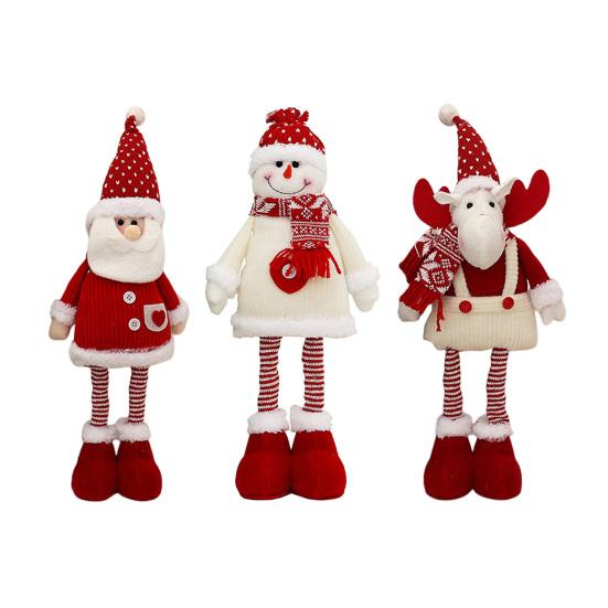 Рождественская плюшевая кукла-украшение, набивная стоящая фигурка снеговика/Деда Мороза/оленя с выдвигающимися длинными ногами