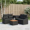 Sofa Set 6 Pieces Black Poly Rattan and Steel