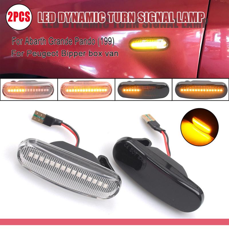 2Pcs Dynamic LED Turn Signal Side Marker Light Repeater Lamp For Fiat Panda MK2 MK3 Grande Punto Abarth Doblo Fiorino Linea Idea