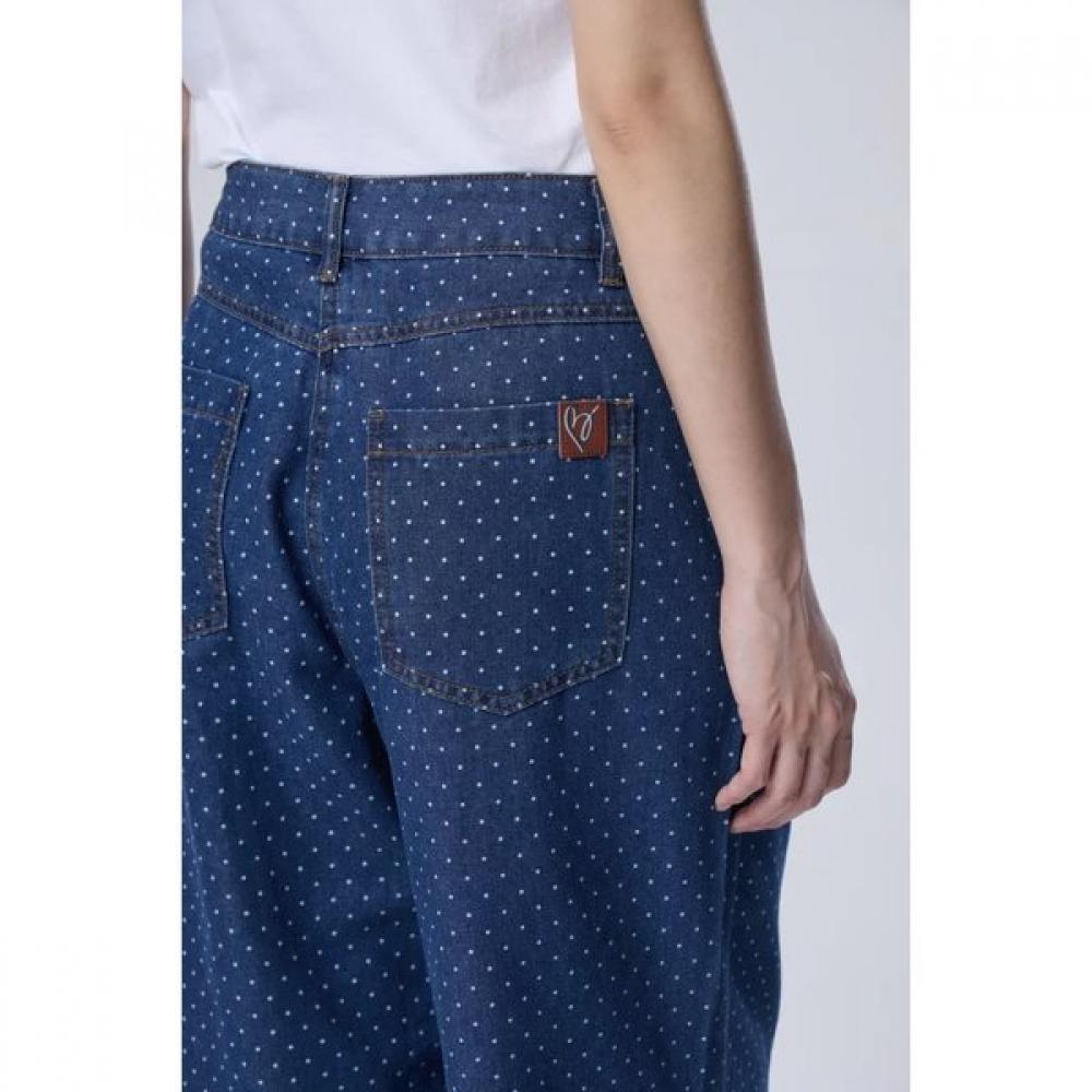 Benetton Dot Print Wide Denim Pants Badpe1641