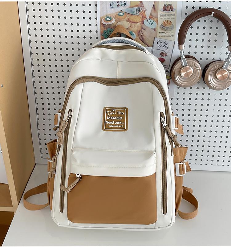 Студенческий школьный рюкзак 2025 новый контрастный цвет высококлассный рюкзак женский большой вместимости повседневный рюкзак