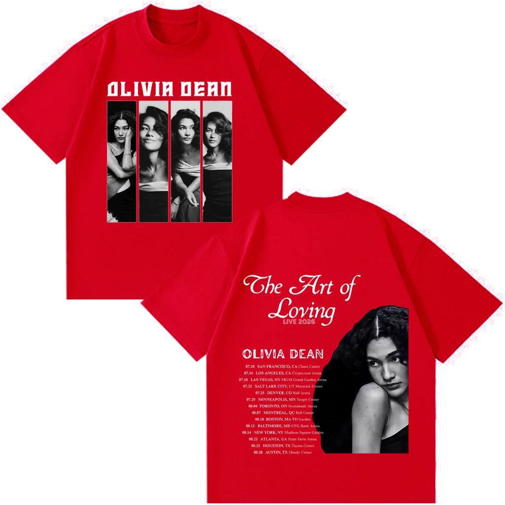 Olivia Dean Art Of Loving 2026 Tour Print Tshirt Unisex Unisex Hiphop Tshirts Summer Loose Casual Cotton Fashion Vintage Tshirts