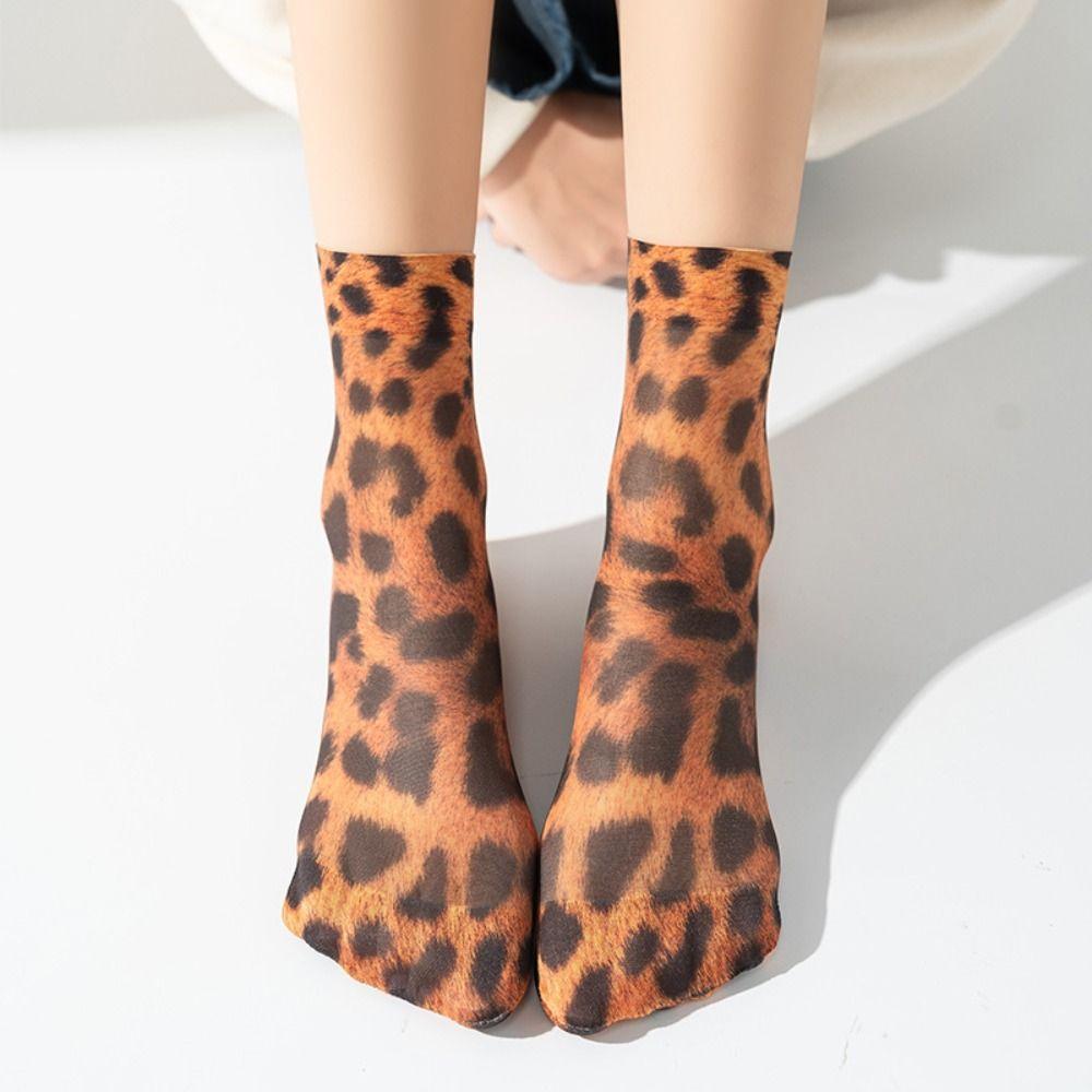 Soft Chic Leopard Print Mesh Socks Durable Women Socks New Short Socks Christmas Gifts