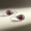 Серьги из стерлингового серебра 925 пробы для женщин Модные Геометрические Ретро Красный Камень Серьга Украшения Предотвращение Аллергии Вечеринка Подарок Аксессуары