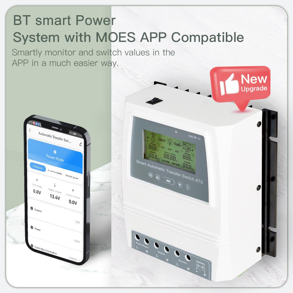 Автоматический ATS двойной переключатель передачи мощности Tuya Smart Solar Charge Controller для солнечной ветровой системы DC 12/24/48V AC 110/220V