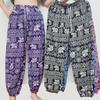 Слоны Штаны для прыжков Карман Регулируемая эластичная высокая талия Ремешок Унисекс Мужской Женский Принт Таиланд Повседневная уличная одежда Пляжный Бохо Ретро Винтаж