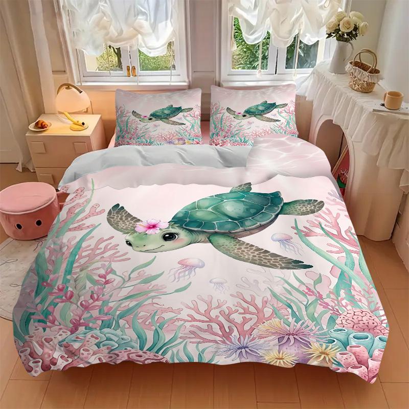 Underwater Turtle Paradise Print 3Pcs Bedding Setduvet Cover With 2 Bedropillowcase Home Birthday Gift