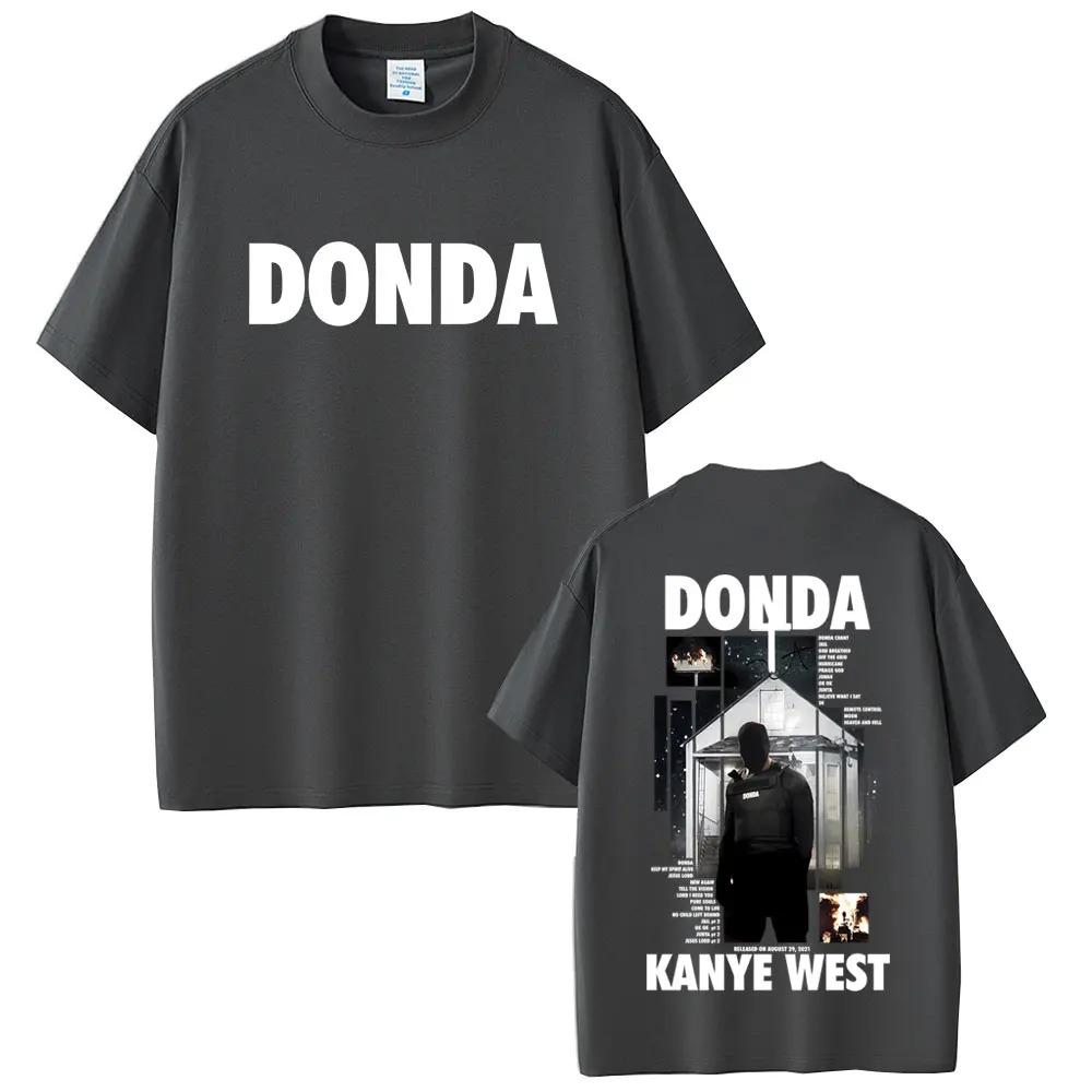 Канье Уэст Donda Двусторонняя футболка с принтом Унисекс Хип-Хоп Мода Поп-музыка Футболка Унисекс Ретро Хлопковый Топ Женские и Унисекс Футболки