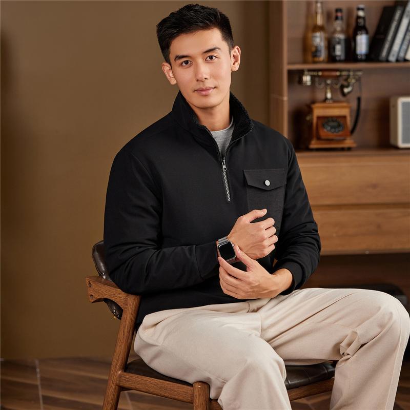 [90 Goose Down Jacket] Lamb Down Collar Half Zipper Sports Down Jacket Men's Hoodie