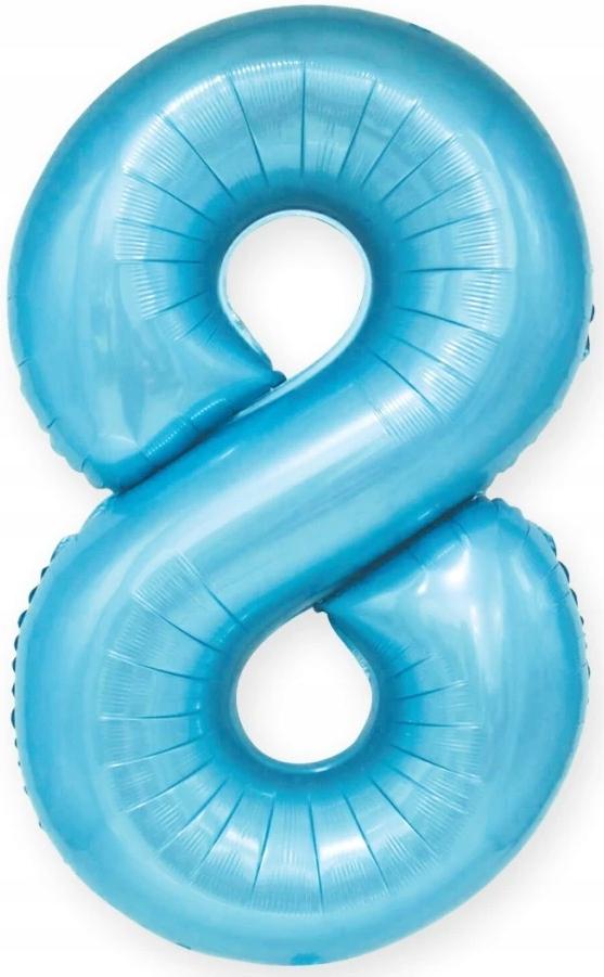 Balon Foliowy Cyfra 8 Osiem Niebieski Pastel100Cm
