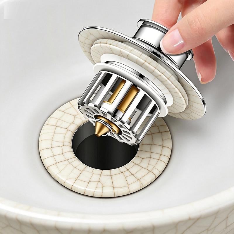 New Sinking Bathroom Kitchen Washbasin Sink Sewer Brass Basin Pop-up Sink Plug Drain Filter Drain Pipe