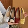 2025 New Flat Ballet Shoes Doudou Shoes Sweet Style Bow Square Head Shallow Mouth One Pedal Single Shoes Women