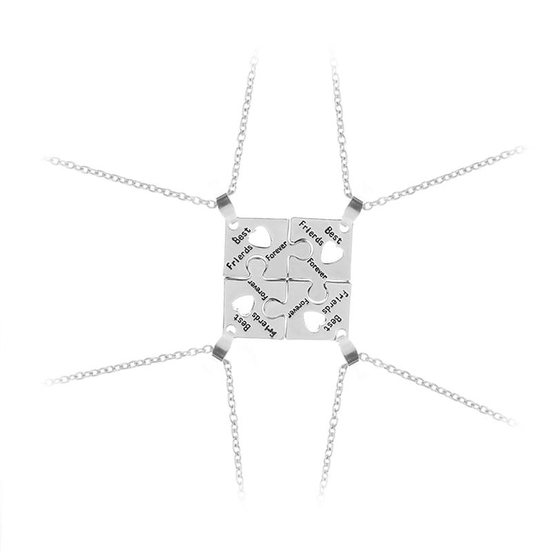 Best Friends Forever For 4 Pendant Necklace Set Friends Stitching Pendant Necklace Friendship Jewelry