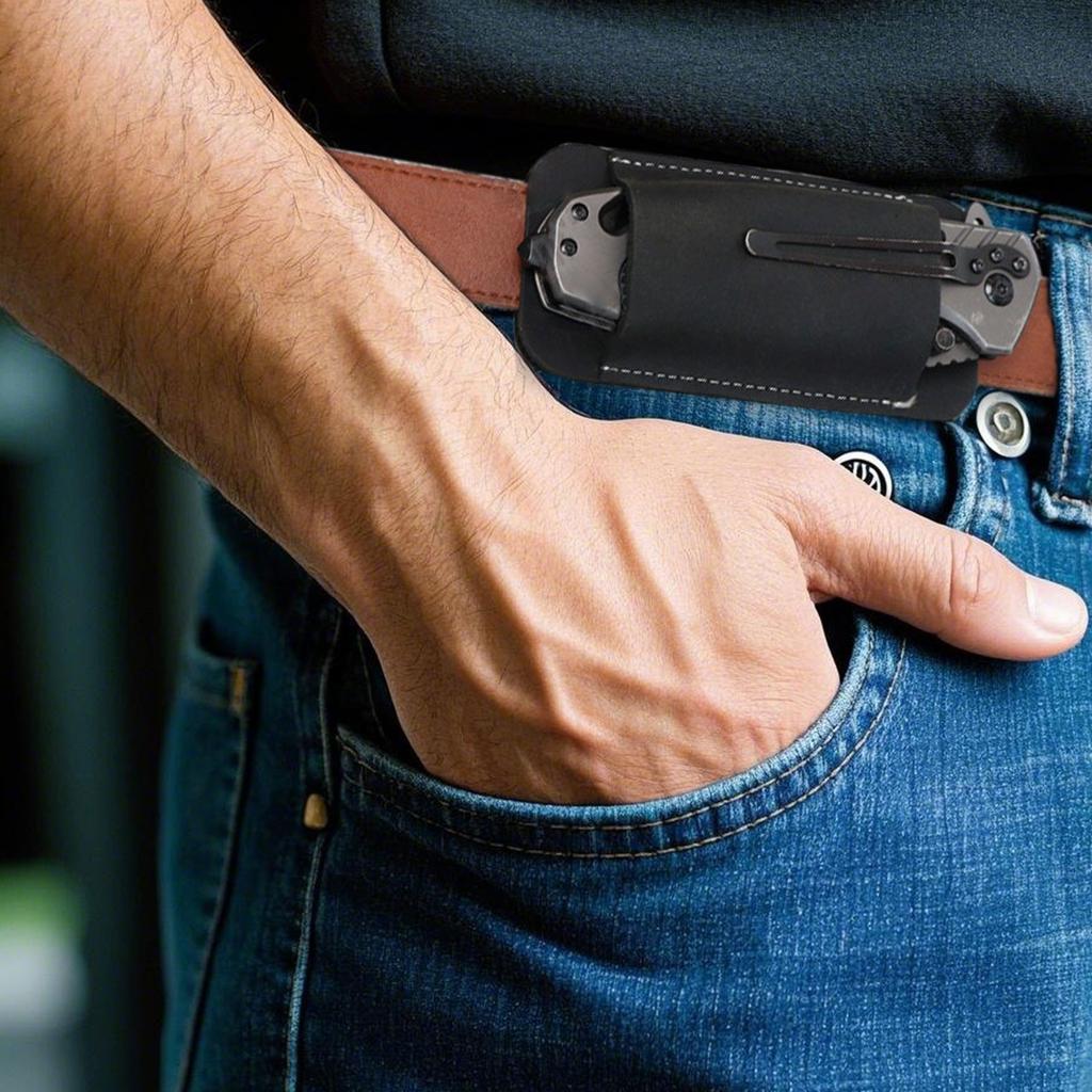 Винтажный кожаный складной чехол для ножа, носимый на поясе, карманный чехол для ножа, защитный чехол для походного ножа