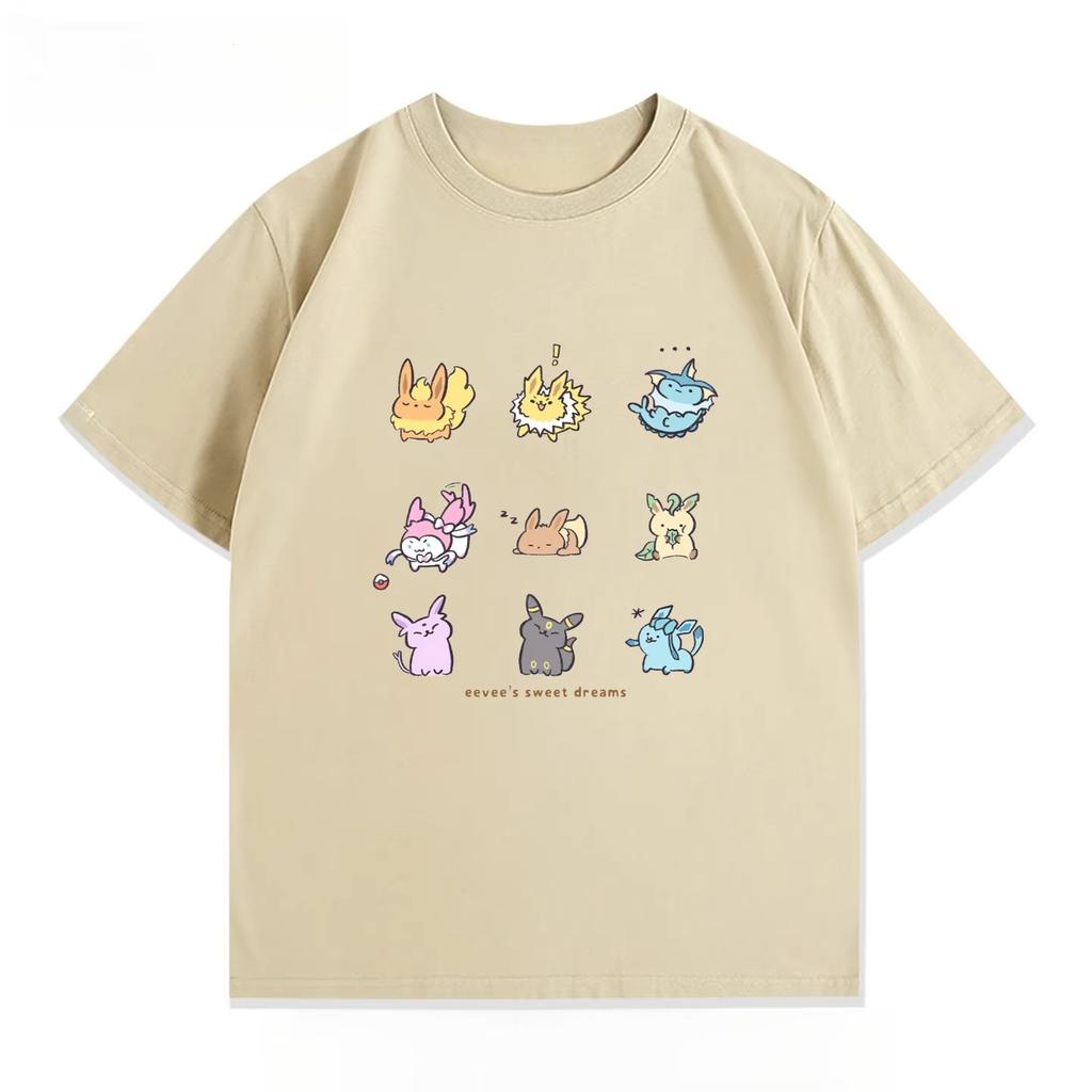 Покемон Мультфильм Ибрагимович Луна Солнце Аниме Футболка с коротким рукавом Мужская и Женская Повседневная с коротким и полурукавом